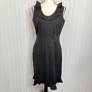 Vintage Mary McFadden Collection Black Ruffle Sleeveless Dress 8P